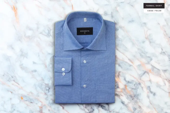 Classic Blue President Collar Formal Shirt(FS130) - Image 2