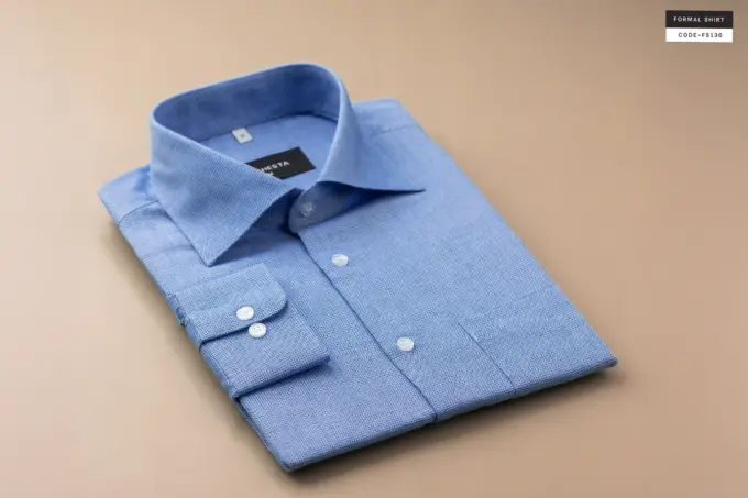 Classic Blue President Collar Formal Shirt(FS130) - Image 7