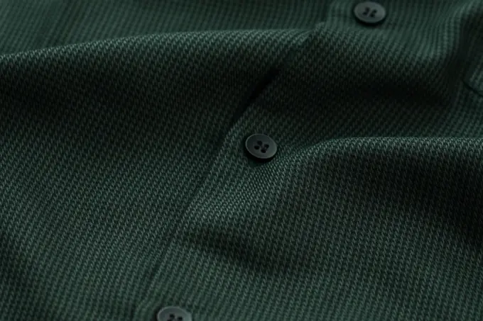 Scottish Green Houndstooth Wool Finished Cotton Shirt(FS131) - Image 3