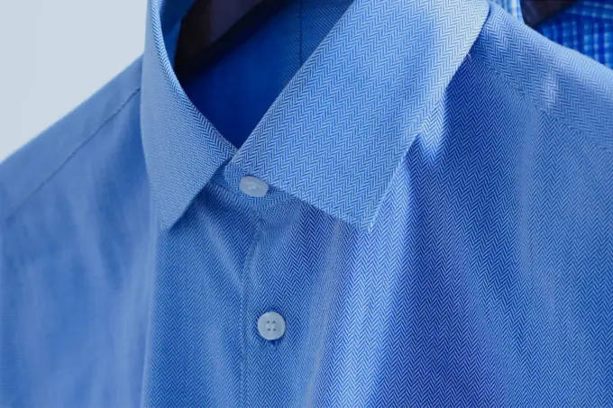 Cityline Classic Sky Blue Small Herringbone Cotton Shirt(FS139) - Image 2