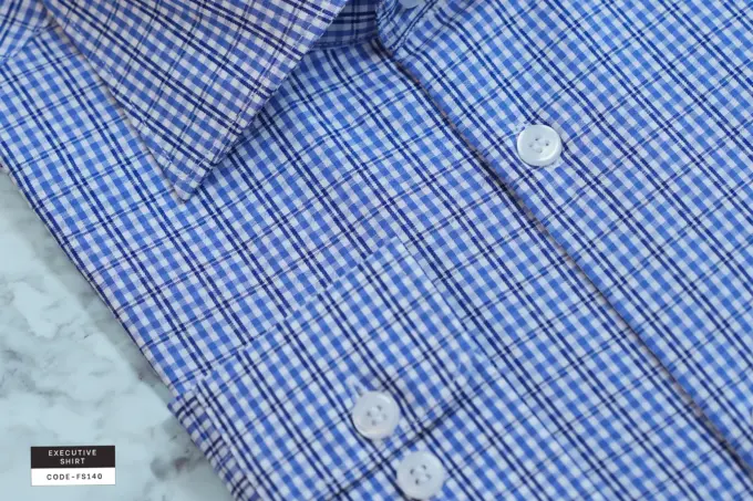 Slate Blue Grid Check Soft Cotton Shirt(FS140) - Image 4