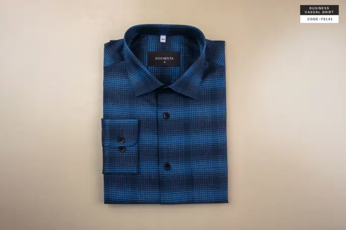 Retro Electric Cobalt Check Soft Cotton Shirt(FS141) - Image 2