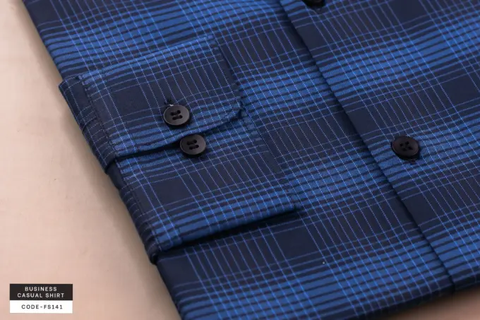 Retro Electric Cobalt Check Soft Cotton Shirt(FS141) - Image 4