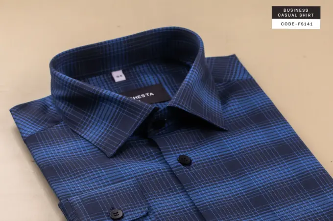 Retro Electric Cobalt Check Soft Cotton Shirt(FS141) - Image 6