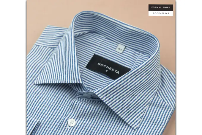 Blue Pinstripe Oxford Soft Cotton Shirt(FS143) - Image 5