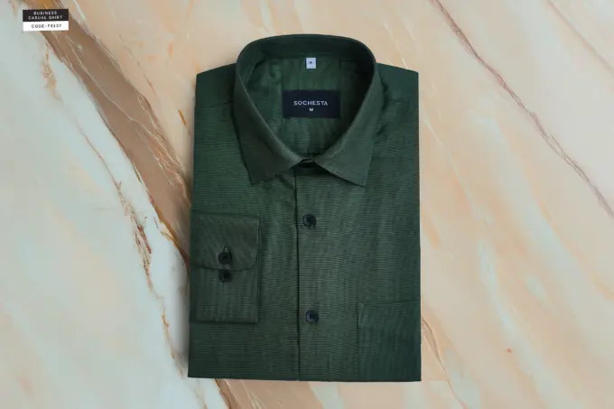 Kaelton – Emerald Green Cotton Shirt(FS137) - Image 2