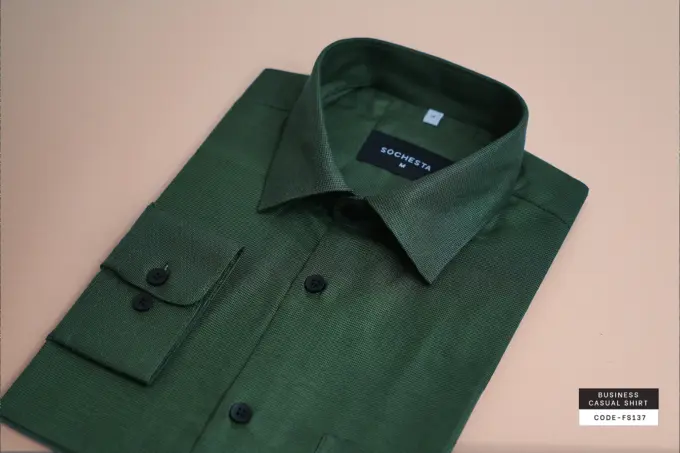 Kaelton – Emerald Green Cotton Shirt(FS137) - Image 4