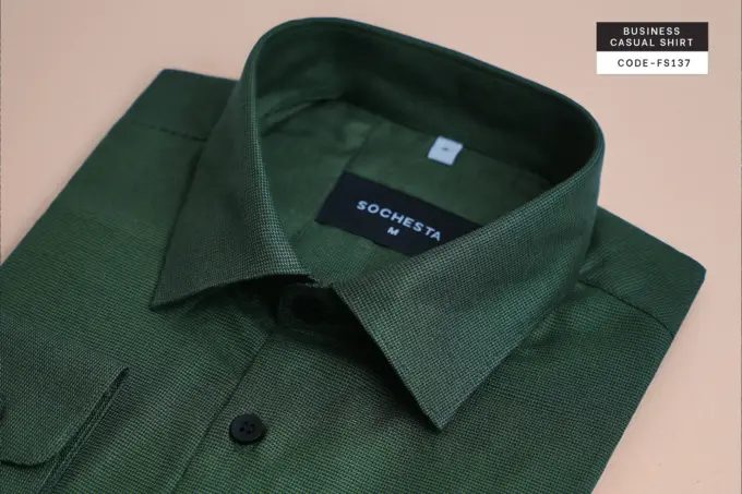 Kaelton – Emerald Green Cotton Shirt(FS137) - Image 6