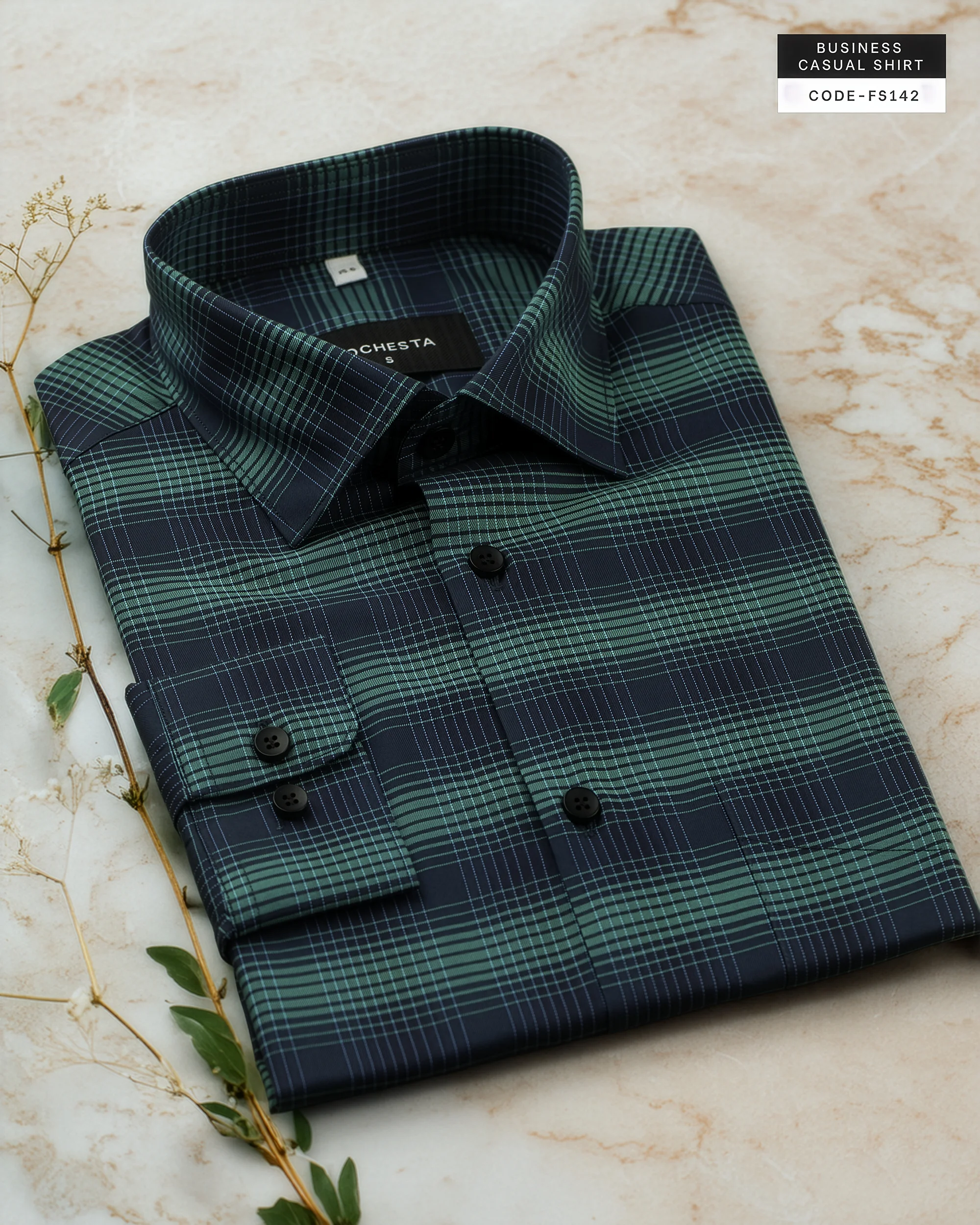 Retro Electric Cobalt Green Soft Cotton Shirt(FS142) - Image 5