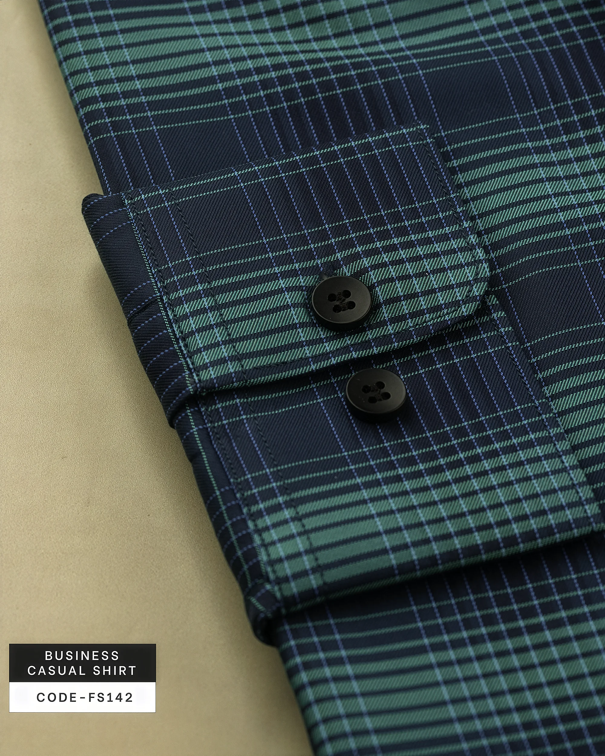 Retro Electric Cobalt Green Soft Cotton Shirt(FS142) - Image 4
