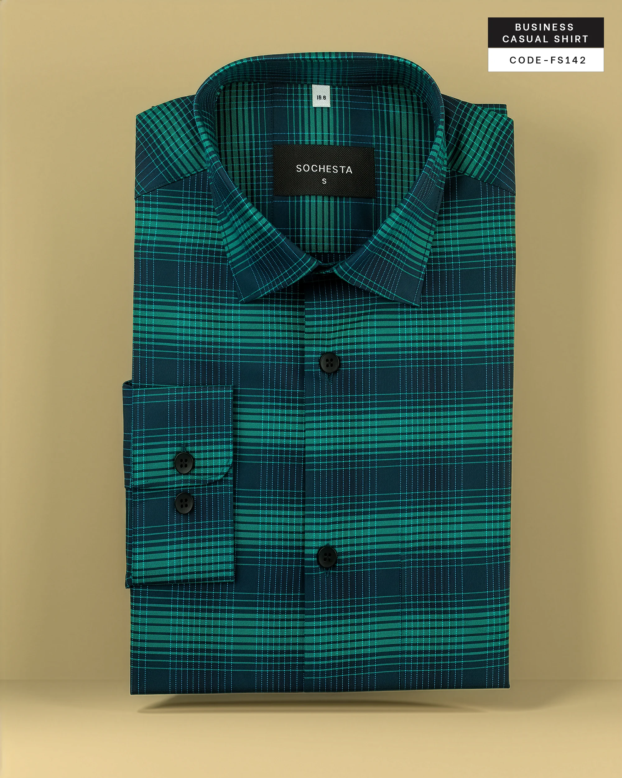 Retro Electric Cobalt Green Soft Cotton Shirt(FS142) - Image 2