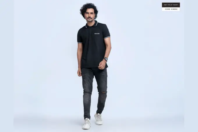 Classic  Jet Black Polo Tshirt(KN002) - Image 2