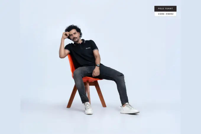 Classic  Jet Black Polo Tshirt(KN002) - Image 3