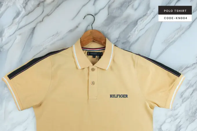 Classic Beige or Yellow Cream Color Polo Tshirt(KN004) - Image 2