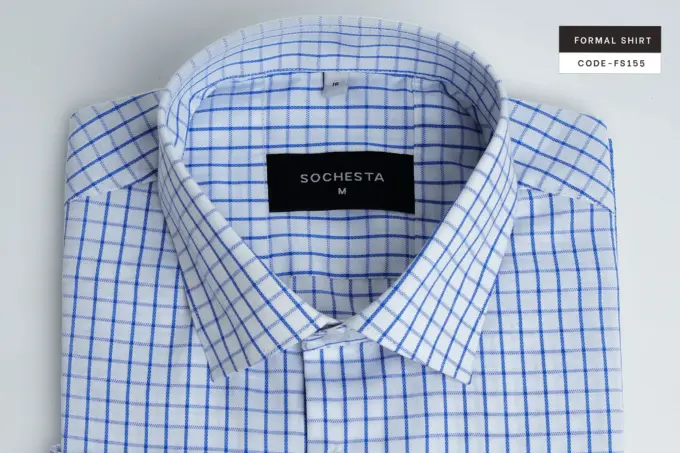 Formal Flair Powder White and Blue Shirt(FS155) - Image 5
