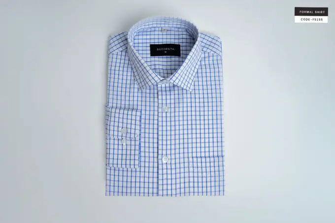 Formal Flair Powder White and Blue Shirt(FS155) - Image 2