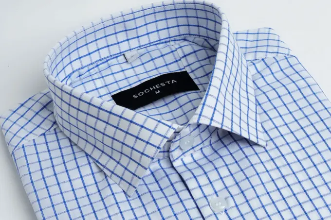 Formal Flair Powder White and Blue Shirt(FS155) - Image 3