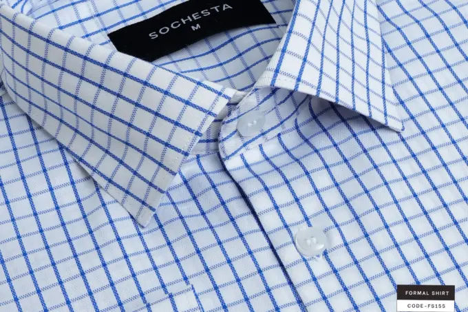 Formal Flair Powder White and Blue Shirt(FS155)