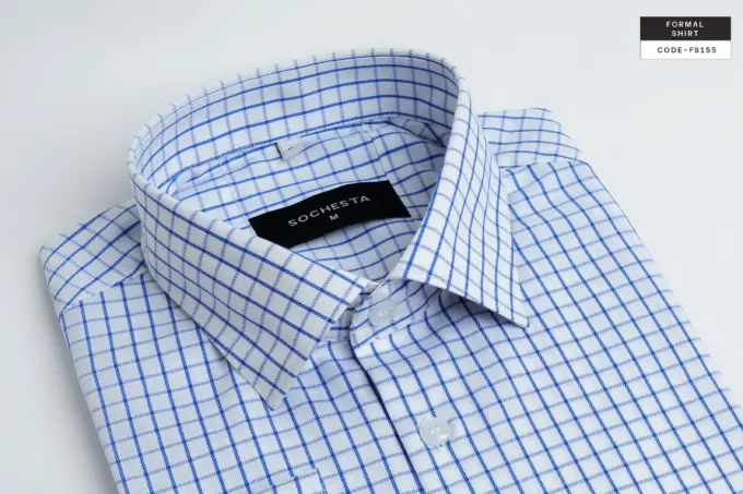 Formal Flair Powder White and Blue Shirt(FS155) - Image 6