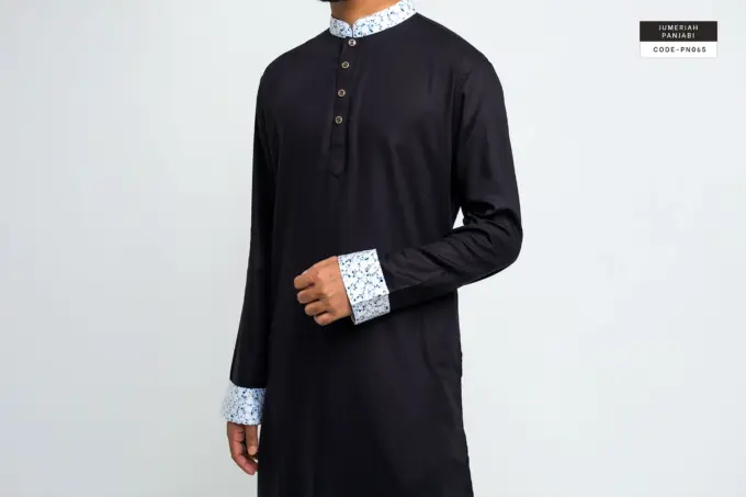 Ocean Vine Jet Black Jumeriah Panjabi(PN065) - Image 6