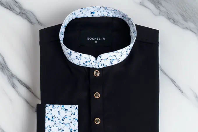 Ocean Vine Jet Black Jumeriah Panjabi(PN065) - Image 8