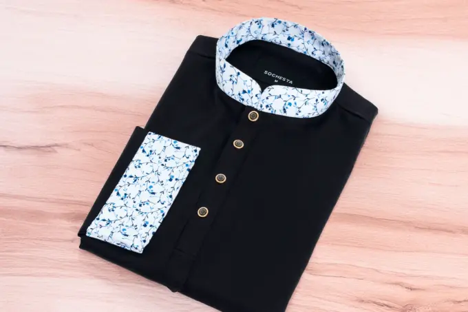Ocean Vine Jet Black Jumeriah Panjabi(PN065) - Image 5