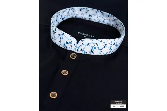 Ocean Vine Jet Black Jumeriah Panjabi(PN065) - Image 4