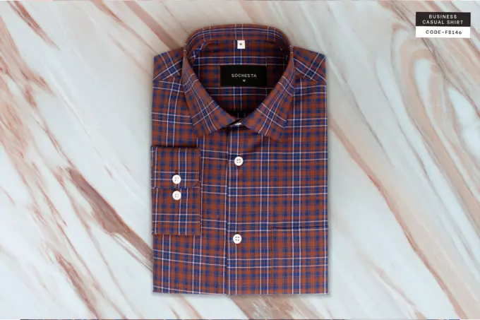 Cinnamon Autumn Plaid Check Shirt (FS146) - Image 2