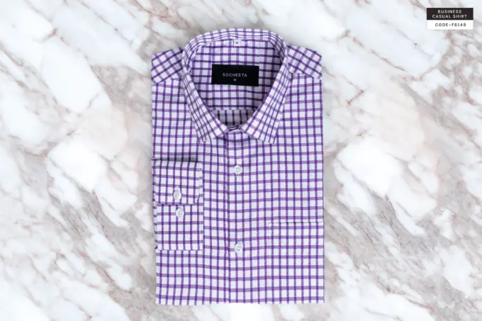 Plum Grid Check Satin Shirt(FS148) - Image 4