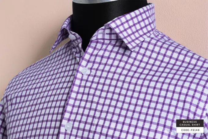 Plum Grid Check Satin Shirt(FS148) - Image 2