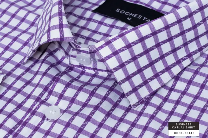 Plum Grid Check Satin Shirt(FS148)
