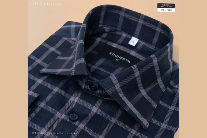 Burlington Deep Midnight Blue Giza Cotton Shirt(FS149) - Image 4