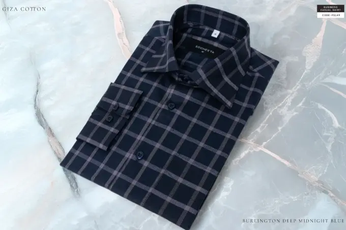 Burlington Deep Midnight Blue Giza Cotton Shirt(FS149) - Image 5