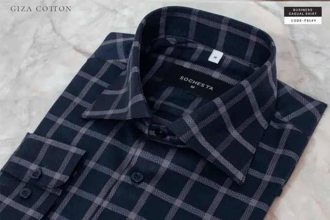 Burlington Deep Midnight Blue Giza Cotton Shirt(FS149) - Image 6