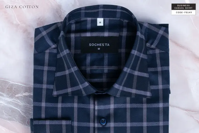 Burlington Deep Midnight Blue Giza Cotton Shirt(FS149) - Image 3