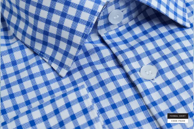 Classic Blue Gingham Check Dobby Shirt(FS150) - Image 3