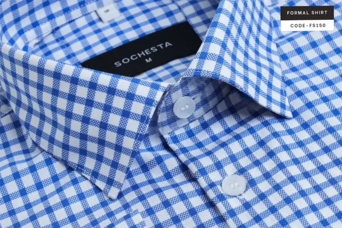 Classic Blue Gingham Check Dobby Shirt(FS150)