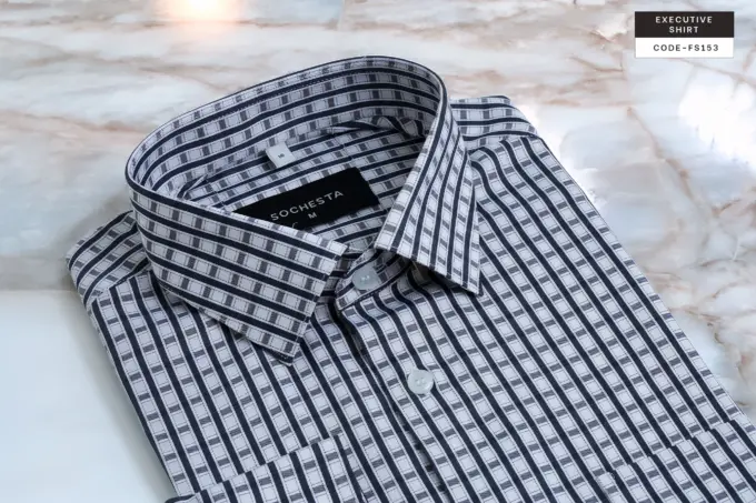 Light Charcoal Grey Lattice Shirt(FS153) - Image 3