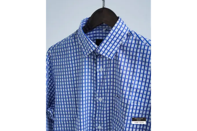 Azure Imperial Blue Lattice Shirt(FS154) - Image 6