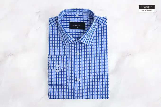 Azure Imperial Blue Lattice Shirt(FS154) - Image 2