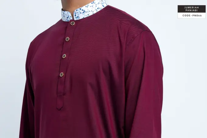 Ocean Vine Scarlet Maroon Black Jumeriah Panjabi(PN066) - Image 5