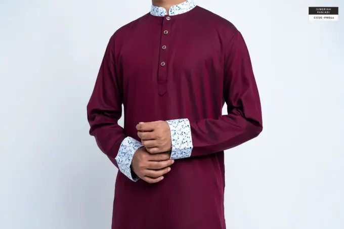 Ocean Vine Scarlet Maroon Black Jumeriah Panjabi(PN066) - Image 3