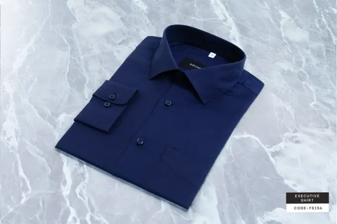 Soft Micro Weave Navy Herringbone Classic Executive Giza Cotton Shirt(FS156) - Image 5