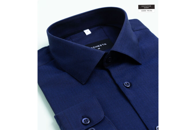 Soft Micro Weave Navy Herringbone Classic Executive Giza Cotton Shirt(FS156) - Image 6