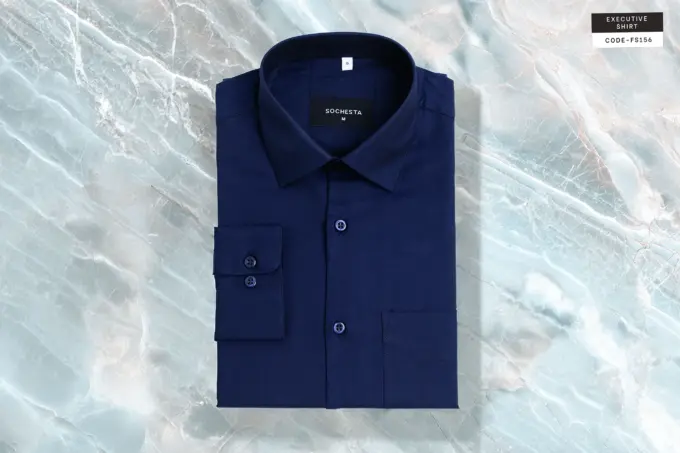Soft Micro Weave Navy Herringbone Classic Executive Giza Cotton Shirt(FS156) - Image 2