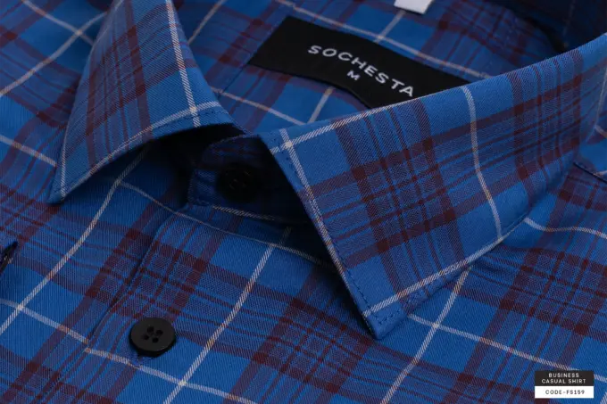 Soft Cobalt Magenta Blend Check Shirt(FS159)