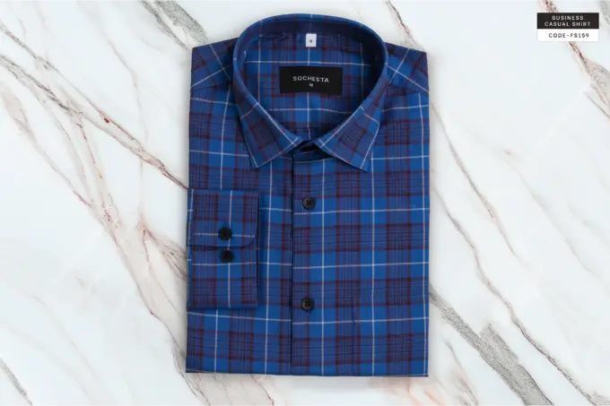 Soft Cobalt Magenta Blend Check Shirt(FS159) - Image 2