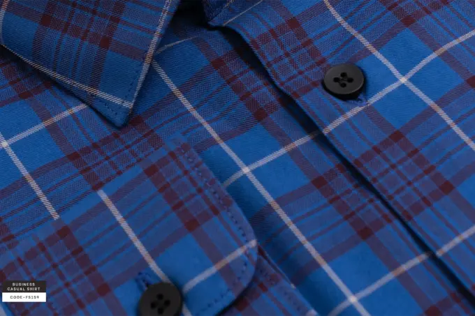 Soft Cobalt Magenta Blend Check Shirt(FS159) - Image 4