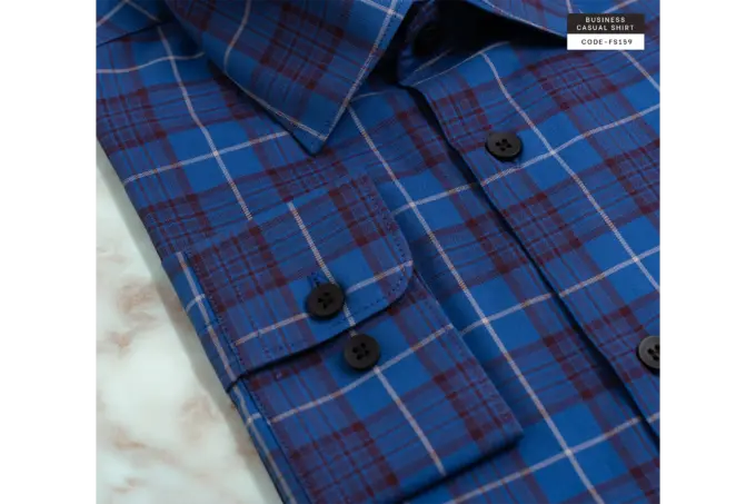 Soft Cobalt Magenta Blend Check Shirt(FS159) - Image 5