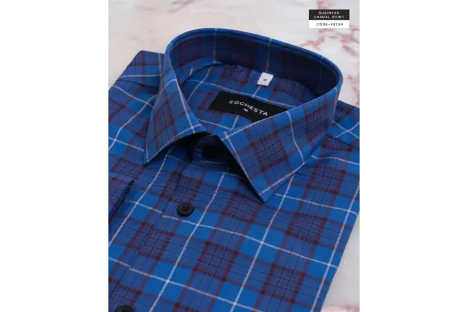 Soft Cobalt Magenta Blend Check Shirt(FS159) - Image 3